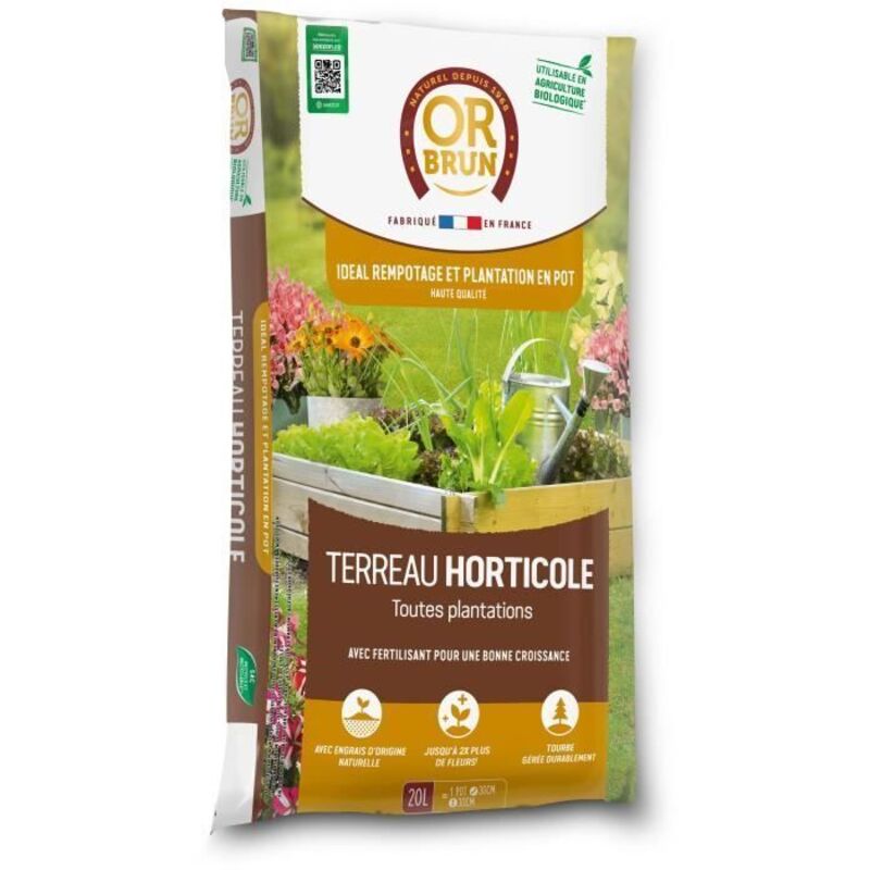 Or Brun - Terreau Horticole 20 litres : Pour des plantes en pot plus florissantes