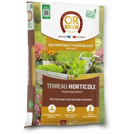 Terreau horticole OR BRUN OBRTHOR35N 35 L pour rempotage et plantation en pot