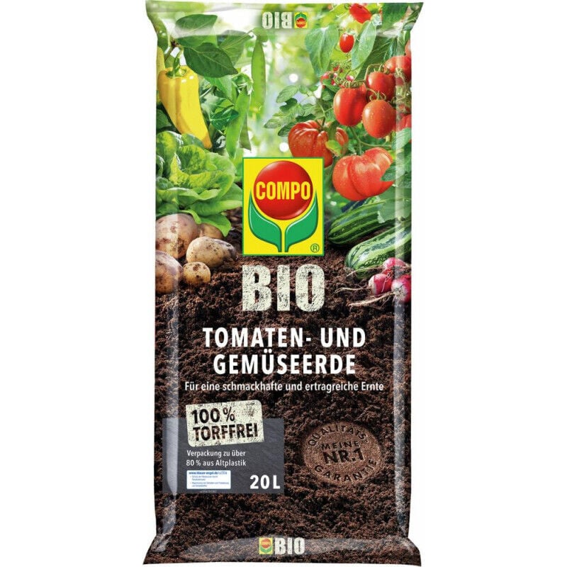 Compo - Terreau pour tomates et légumes sans tourbe 20 l bio