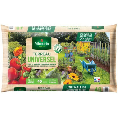 Terreau Universel Vilmorin 5L - Pour Légumes Et Fleurs - Composition Équilibrée - Marron
