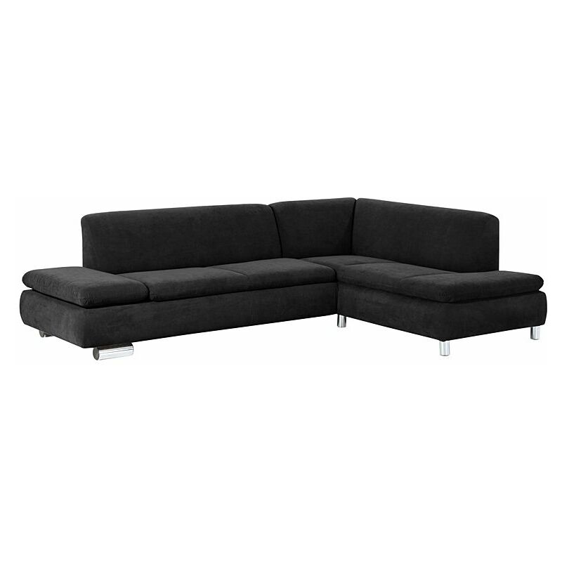 Max Winzer - Sofa 2,5-Sitzer links mit Ecksofa rechts TERRENCE-23 Veloursstoff Farbe schwarz Sitzhärte weich B: 270cm T: 190cm H: 76cm