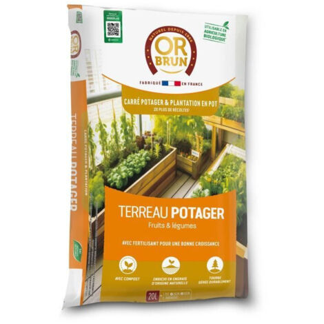 Terriccio per orto OR BRUN 20 L compost fertilizzante naturale per aiuole rialzate