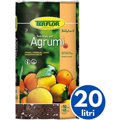 Terriccio Substrato Torba per Agrumi, Piante Limoni e Arance, 20 Litri