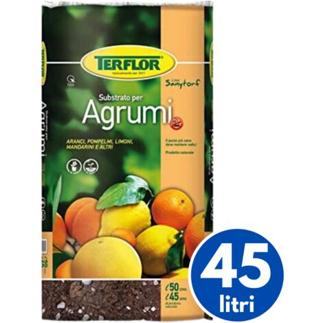 Terriccio Substrato Torba per Agrumi, Piante Limoni e Arance, 45 Litri