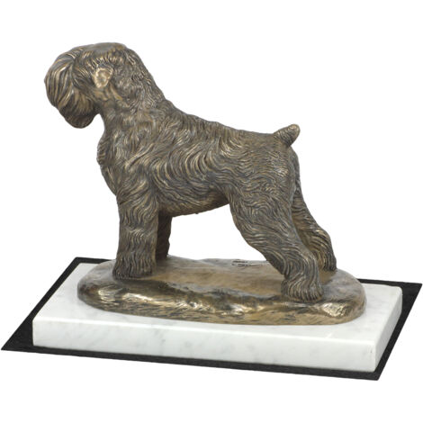 Terrier negro ruso - estatuilla de perro, figura de mármol blanco, trofeo para una exposición de perros de Art-Dog
