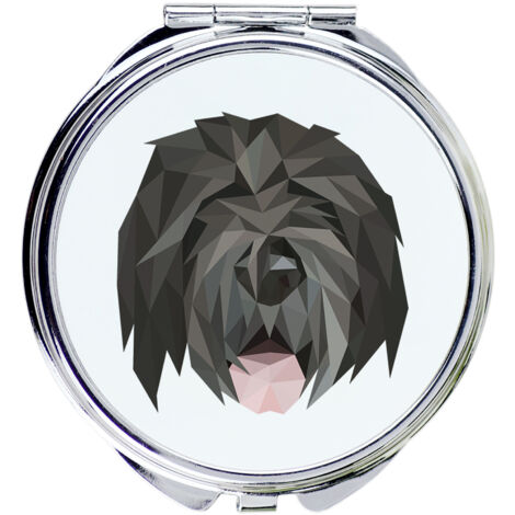 Terrier nero russo - specchio con foto e scritta geometrica di Art-Dog