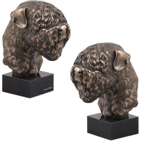 Terrier nero russo - statuetta di cane, busto su base di pietra, scultura, trofeo per una mostra canina del marchio Art-Dog