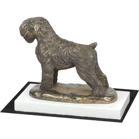 Terrier nero russo - statuetta di cane, figurina su base bianca, trofeo per una mostra canina di Art-Dog