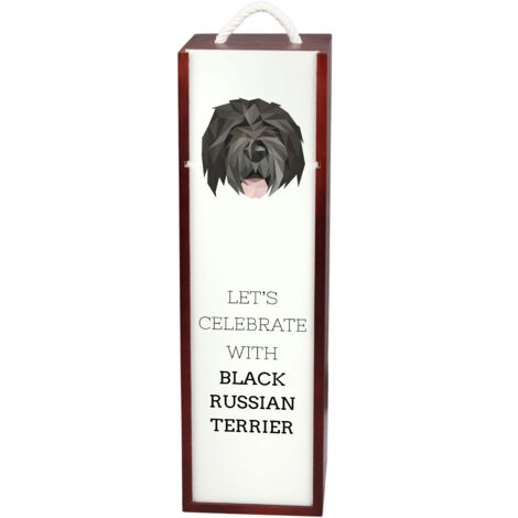 Terrier noir russe, Terrier noir russe - canette géométrique avec photo et inscription pour vin par Art-Dog