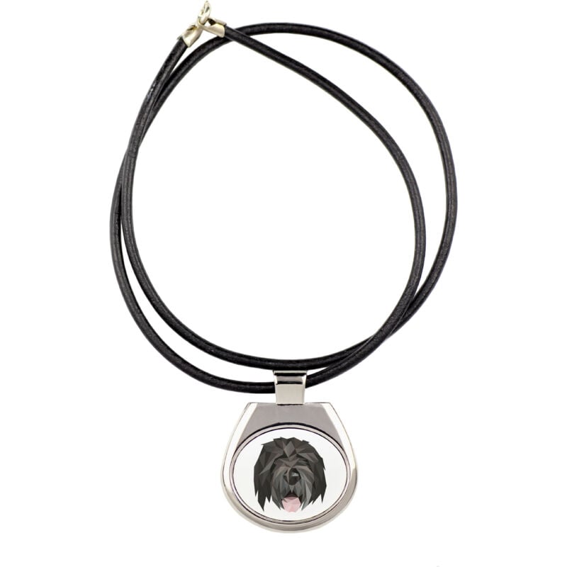 Terrier noir russe, Terrier noir russe - Collier avec photo et inscription géométrique par Art-Dog