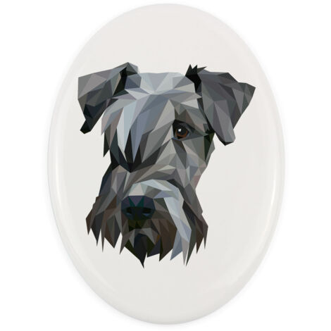 Terrier tchèque, Terrier de Cesky - une plaque avec une photo et une inscription géométrique par Art-Dog