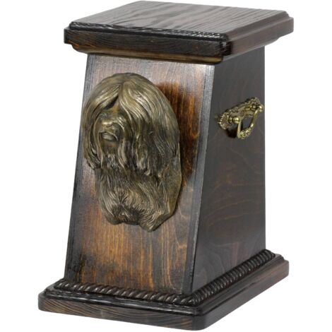 Terrier tibetano: urna para cenizas de perro, elegante urna con estatuilla, urna conmemorativa con busto de perro de Art-Dog