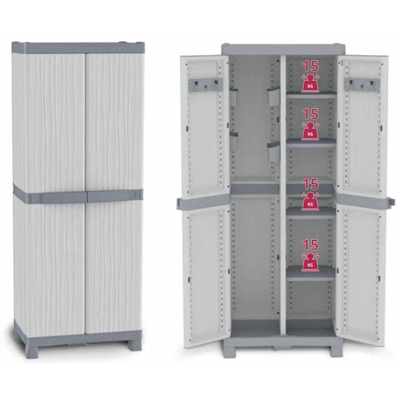 FER - Terry Armadio Base 3700 uw 2 ante e 4 ripiani piccoli L70 x P43,8 x H181,8