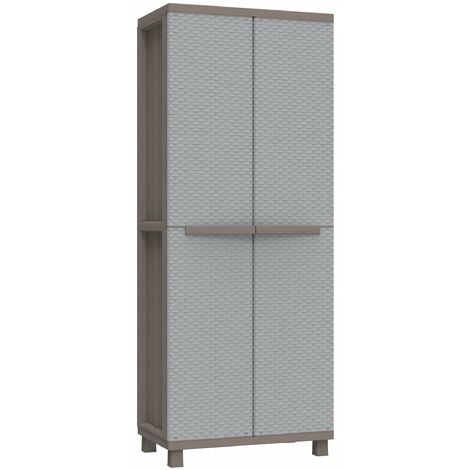 Terry, Jrattan 368 , Armadio Portascope da Esterno Interno a 2 Ante Effetto Rattan, Scaffalino Interno a 4 Ripiani. Materiale: Plastica, Dimensioni: 68x37,5x170 cm