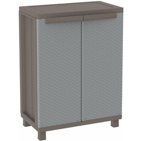 Terry, Jrattan 68 , Armadietto da Interno Esterno a 2 Ante Effetto Rattan, 1 Ripiano interno Regolabile. Materiale: Plastica, Dimensioni: 68X37,5X91,5 cm
