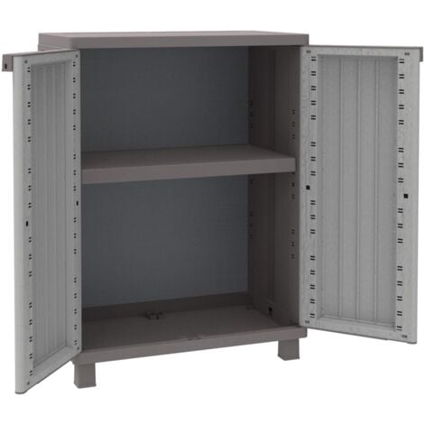 Terry, Jwood 68, Armadietto da Interno Esterno a 2 Ante Effetto Legno, 1 Ripiano Regolabile. Materiale: Plastica, Dimensioni: 68X37,5X91,5 cm
