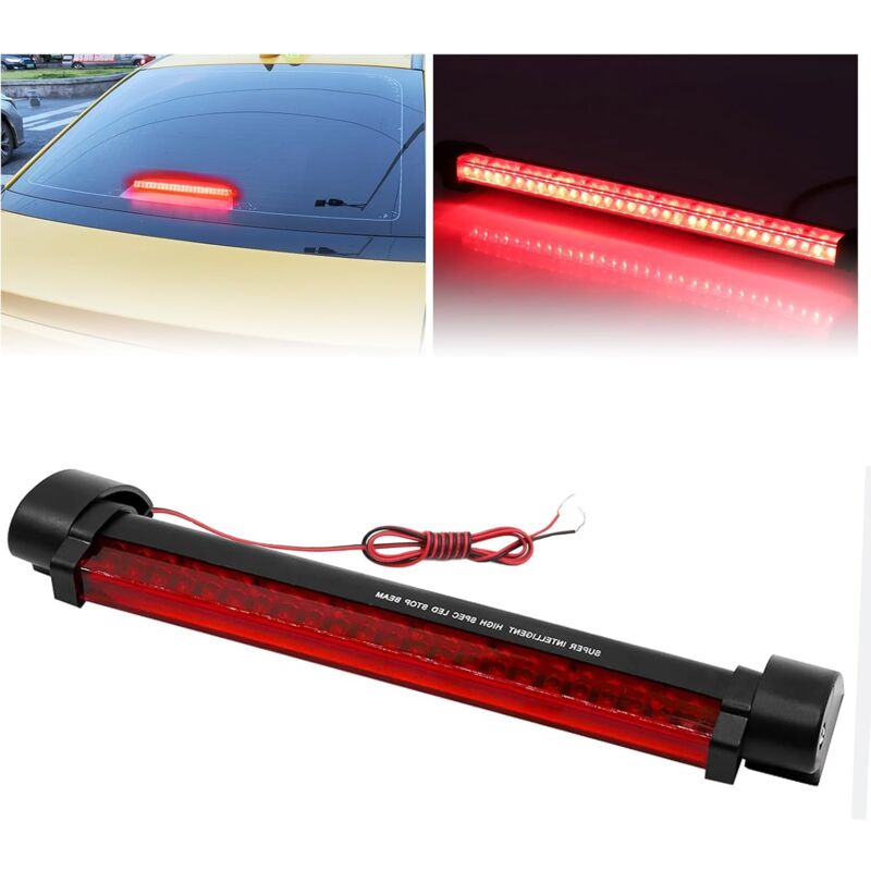 Image of Aiperq - Terza luce freno a led - Luce freno centrale alta, 60 led, 46 cm, gancio di traino rosso, 12 v, terza luce posteriore, 1 pezzo