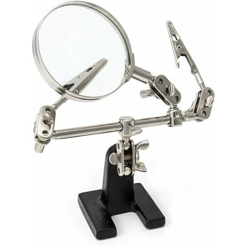 Terza mano con morsetto e lente d'ingrandimento