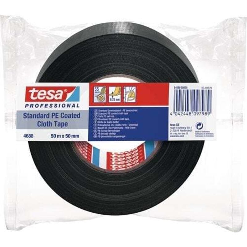 Tesa - Ruban toilé Standard 4688 noir - 04688-00029-00