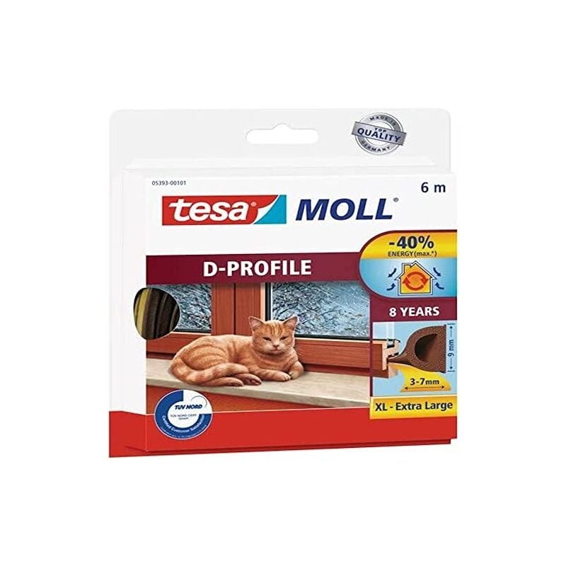 05393-00101-00 05393-00101-00-BURLETE de caucho perfil dpara desajustes GRANDES-6M x 9MM marrón, marron, 6M - Tesa