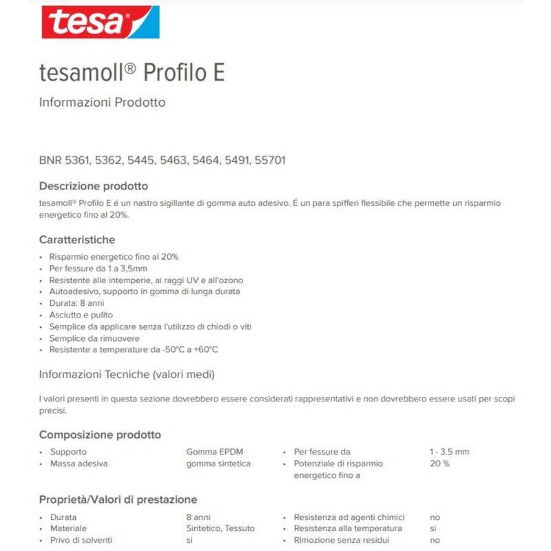 Image of Tesa - parafreddo profilo e MT.6 bianco -promo-