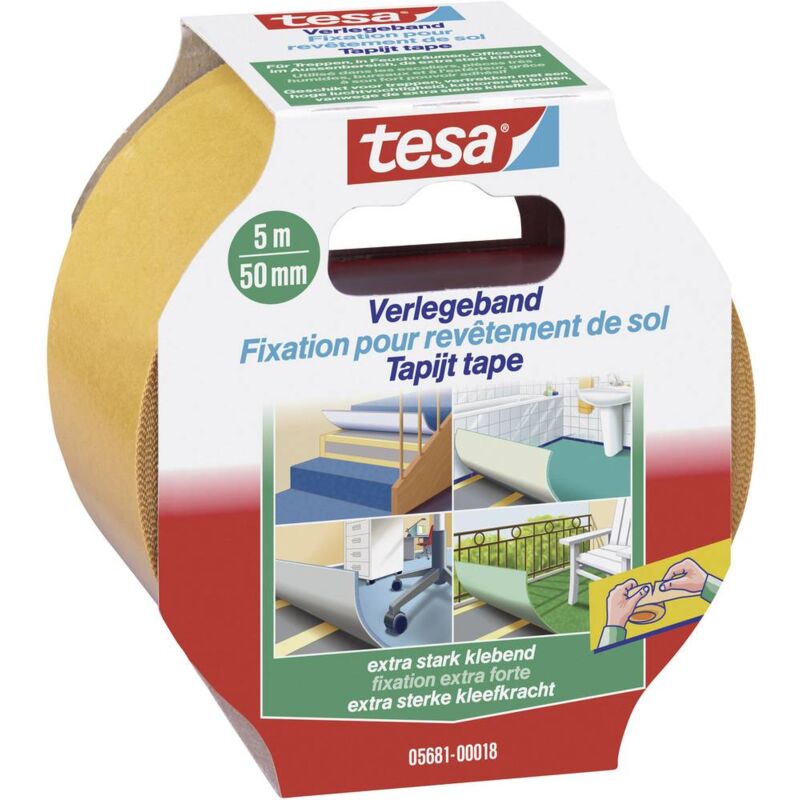 Image of Tesa - extra strong 05681-00018-11 Nastro per posa pavimentazioni e tappeti Arancione (l x l) 5 m x 50 mm 1 pz.