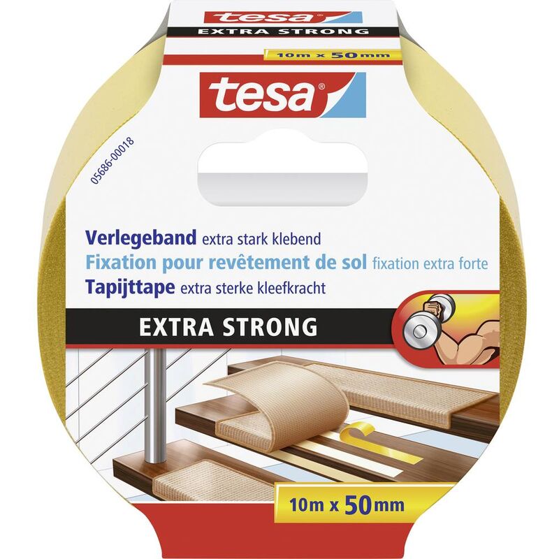 Image of Tesa - extra strong 05686-00018-11 Nastro per posa pavimentazioni e tappeti Arancione (l x l) 10 m x 50 mm 1 pz.
