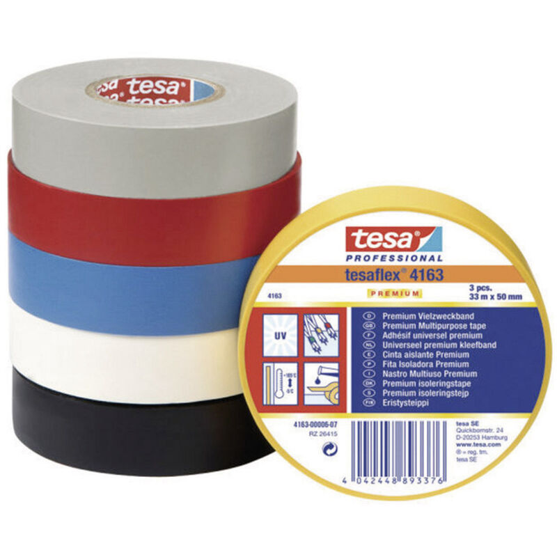 Tesa - Premium 04163-00187-92 Isolierband Flex® 4163 Weiß (l X B) 33 M X 12 Mm 1 St.
