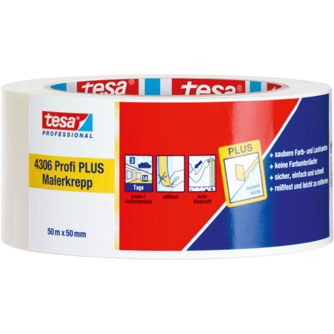 tesa 4306 Profi PLUS Malerkrepp 50 m × 50 mm chamois schwach gekreppt 6 Stk