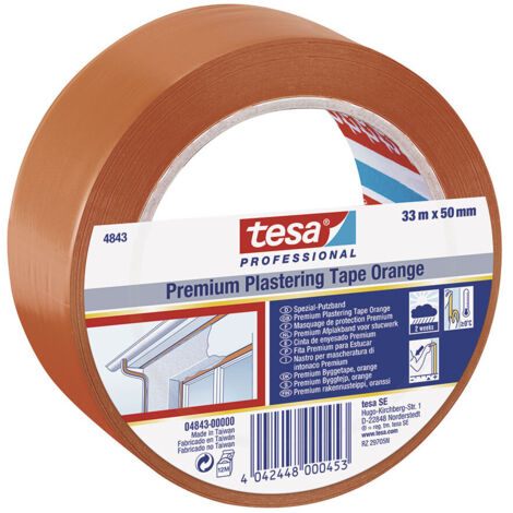 Tesa 4843 Ruban D'enduit Premium. 33m X 50mm Orange