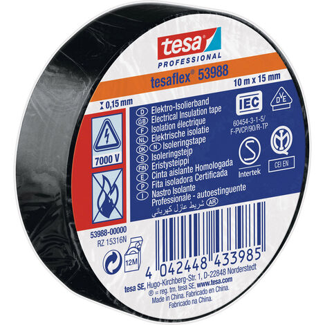 tesa  53988-00000-00 Isolierband tesa® Professional Schwarz (L x B) 10 m x 15 mm 1 St.