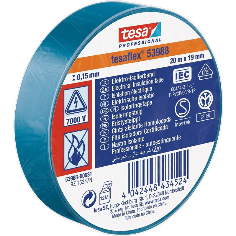 Image of Tesa - 53988-00031-00 Nastro isolante ® Professional Blu (l x l) 20 m x 19 mm 1 pz.