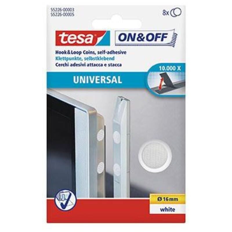 TESA cierre circular velcro 16mm.blanco , tesa On & Off Círculos de Uso Universal. Cinta adhesiva de cierre de tesa son organizadores domésticos y de