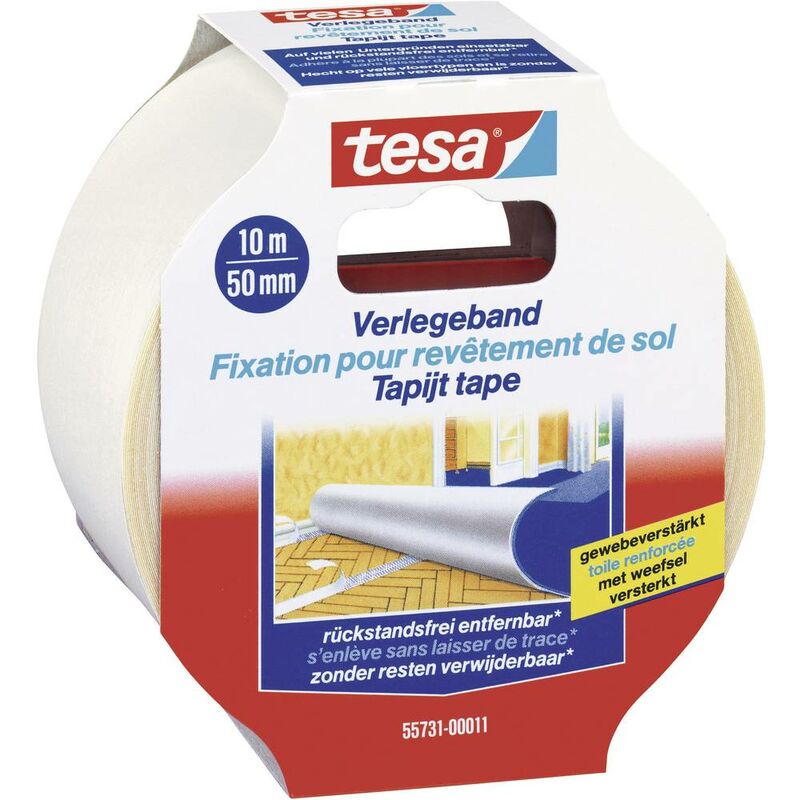 Image of Tesa - removable 55731-00011-11 Nastro per posa pavimentazioni e tappeti Trasparente (l x l) 10 m x 50 mm 1 pz.