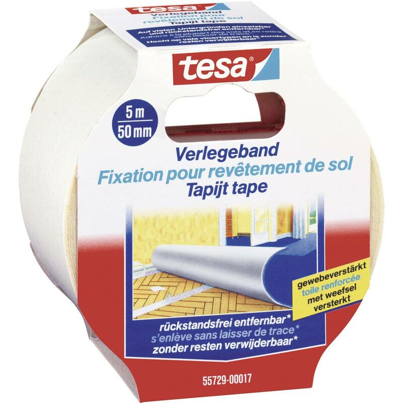 Image of Tesa - removable 55729-00017-11 Nastro per posa pavimentazioni e tappeti Trasparente (l x l) 5 m x 50 mm 1 pz.