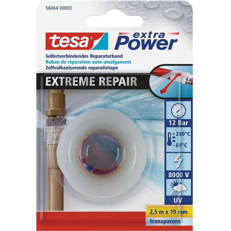 Image of Extreme repair 56064-00003-00 Nastro per riparazioni ® extra Power Trasparente (l x l) 2.5 m x 19 mm 1 pz. - Tesa