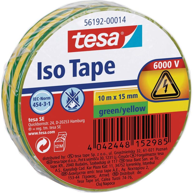Image of Tesa - 56192-00011-02 Nastro Isolante, Rosso, 10M x 15 mm