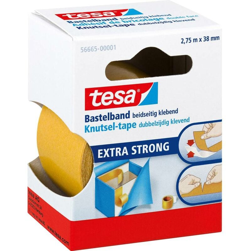 Image of Extra strong 56665-00001-01 Nastro biadesivo ® Bastelband Trasparente (l x l) 2.75 m x 38 mm 1 pz. - Tesa