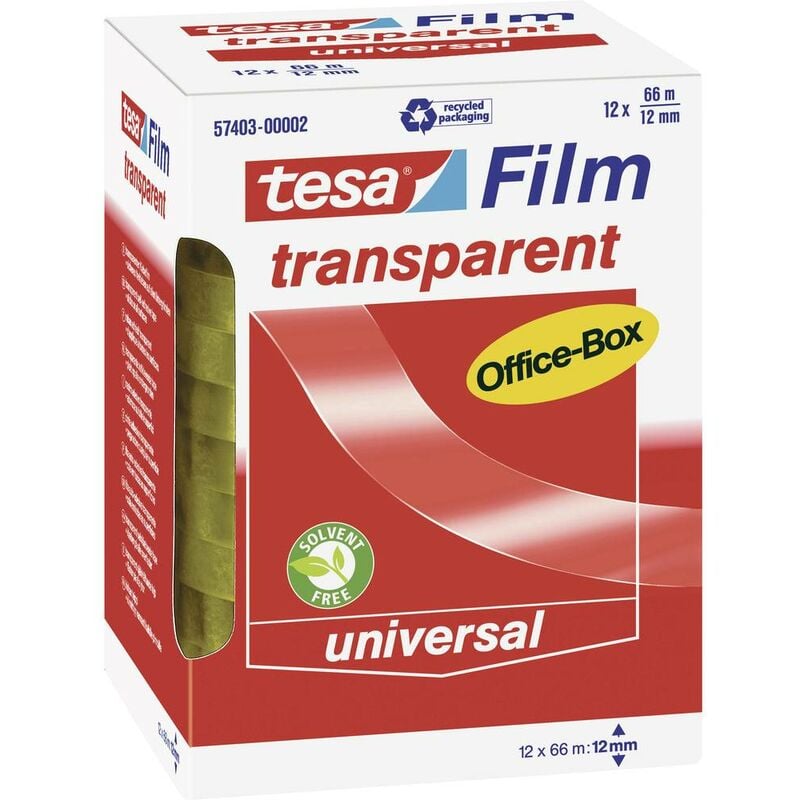 Image of Tesa - office-box 57403-00002-01 Nastro adesivo film Trasparente (l x l) 66 m x 12 mm 12 pz.