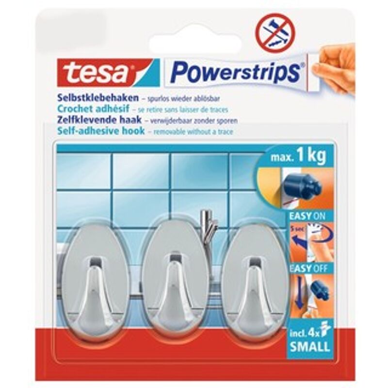 

Enganche '' Powerstrips pequeño óvalo - Chrome - Tesa