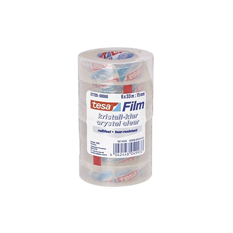 57726-00000-01 lot de 33 rouleaux de film adhésif transparent 6 M x 15 MM - Tesa