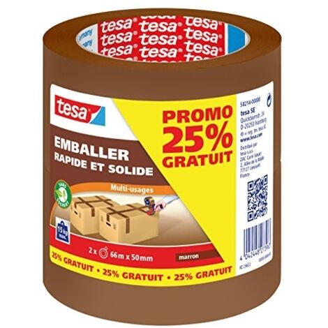 TESA 582140000000 JUEGO DE 2 RODILLOS DE EMPAQUE 66 MX 50 MM 25% GRATIS MARRON