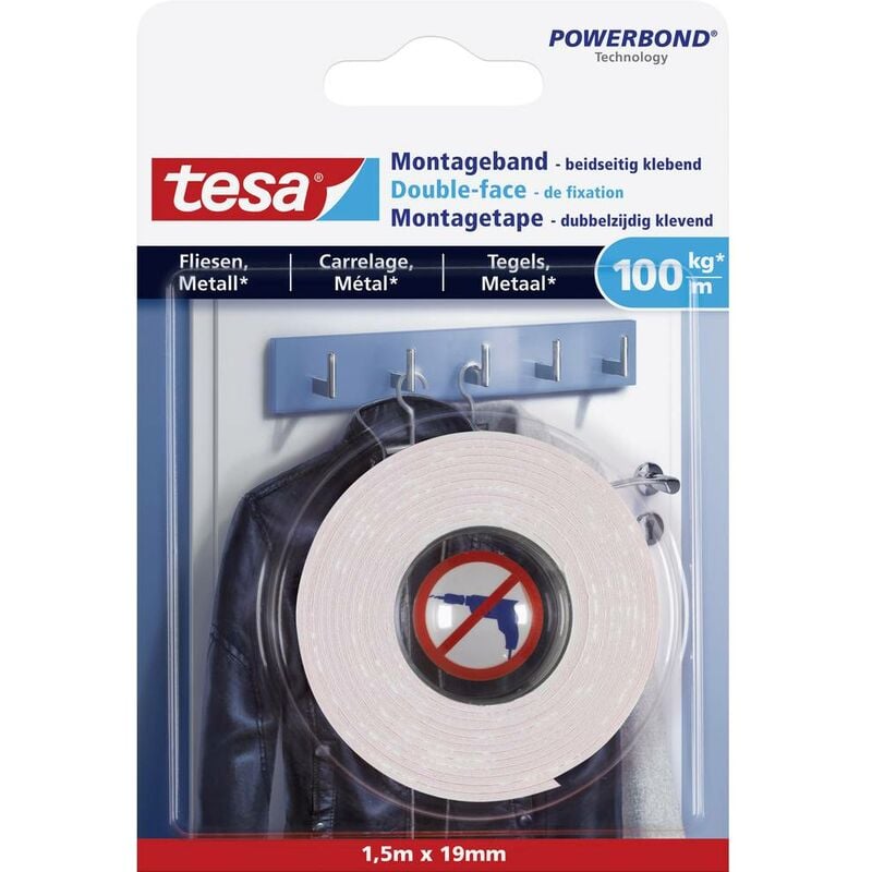 Unbekannt - tesa ultra strong 77746-00000-00 Nastro per fissaggio tesa® Powerbond Bianco (l x l) 1.5 m x 19 mm 1 pz.