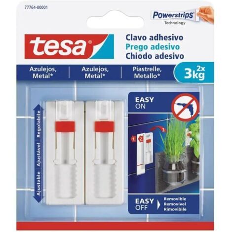 Tesa 77764 Chiodo Adesivo Regolabile Piastrelle Metallo Max 3 kg