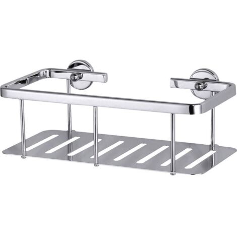 Tesa – Panier de douche aluminium chromé – Fixation sans perçage – Résistant à la rouille – Dimensions 25cm x 12,5cm – Charge max 10kg