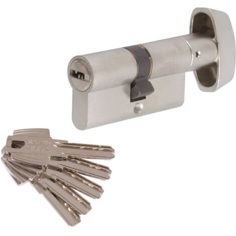 Tesa Assa Abloy – Cylindre de serrure T60 nickelé 30x30mm – 6 goupilles actives – Clé réversible à points – Anti-crochetage et anti-perçage - T65B3030N