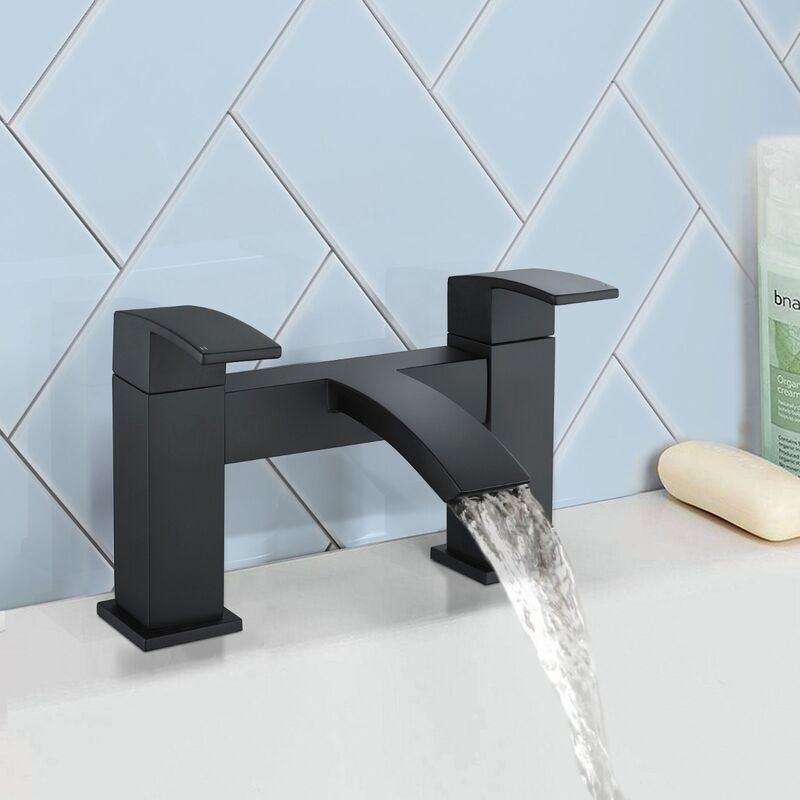 Neshome - Tesa Bath Filler Black Matt Waterfall Tap