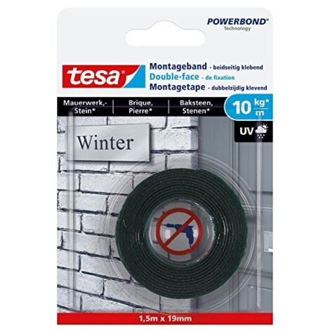 tesa BRICK & STONE 77748-00000-00 Nastro per fissaggio tesa® Powerbond Nero (L x L) 1.5 m x 19 mm 1 pz.