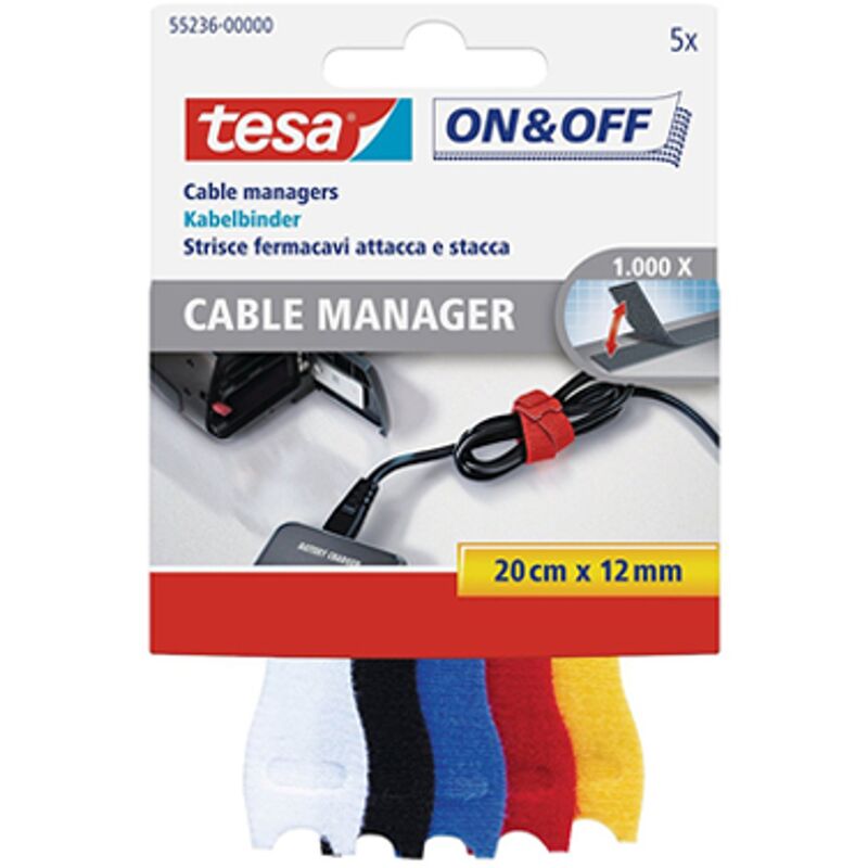 

Tesa Cable Manager - pequeña 20x120cm 'On y Off' - Transparent