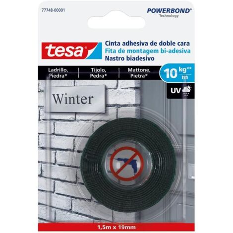 Tesa Cinta adhesiva doble cara ladrillo y piedra 10 Kg 1,5 Mt x 19mm